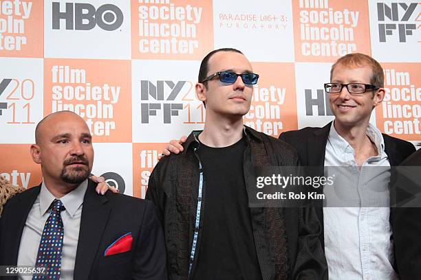 West Memphis Three Jessie Misskelley Jr., Damien Echols and Jason Baldwin attend the 49th annual New York Film Festival presentation of "Paradise...