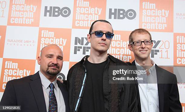 West Memphis Three Jessie Misskelley Jr., Damien Echols and Jason Baldwin attend the 49th annual New York Film Festival presentation of "Paradise...