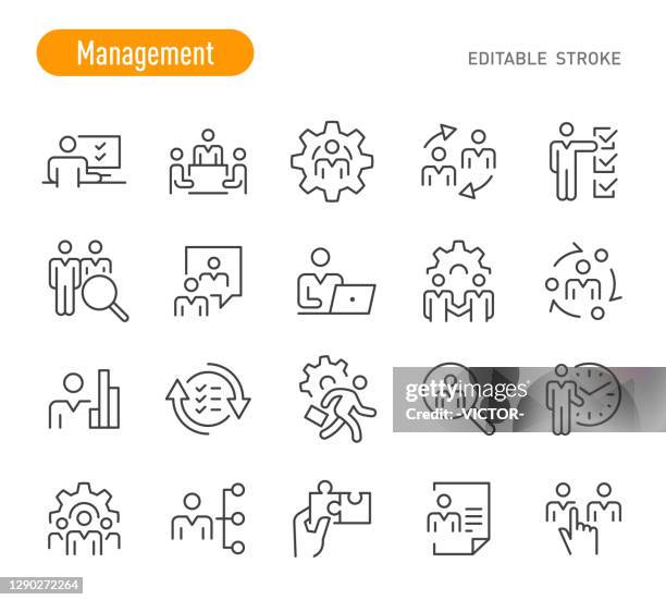 management icons - linienserie - bearbeitbarer strich - new work stock-grafiken, -clipart, -cartoons und -symbole