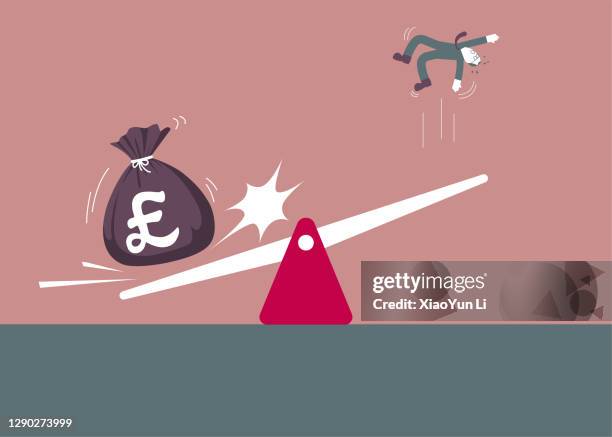 a purse fell on one side of the seesaw, throwing the person on the other side into the air. - see saw stock illustrations