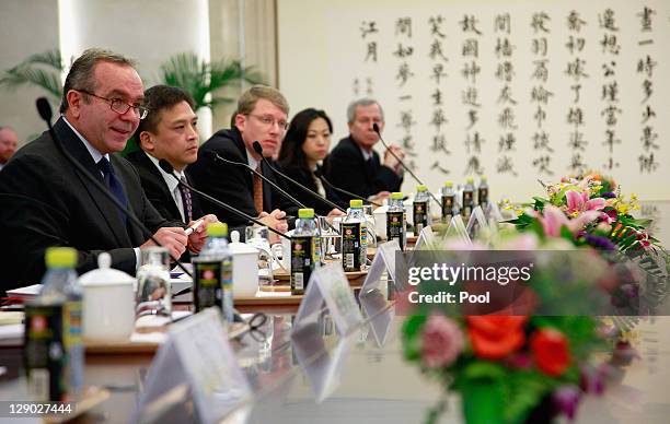Assistant Secretary of State for East Asian and Pacific Affairs Kurt Campbell talks during his meeting with Chinese Vice Foreign Minister Cui Tiankai...