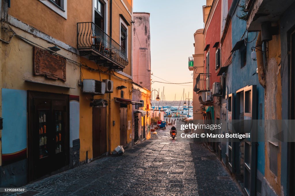 Alley to the harbor, Procida island, Italy