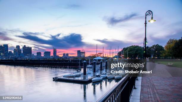 sunrise at noodle's island public park, east boston, ma - boston massachusetts summer stock pictures, royalty-free photos & images