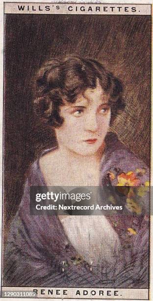 Collectible H O Will's Cigarettes tobacco card, Cinema Stars series, published in 1928, depicting illustrated portraits of glamorous Hollywood and...