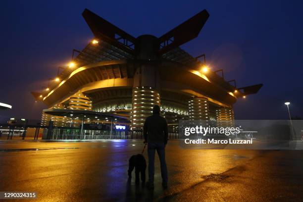 General view outside the stadium prior to the UEFA Champions League Group B stage match between FC Internazionale and Shakhtar Donetsk at Stadio...