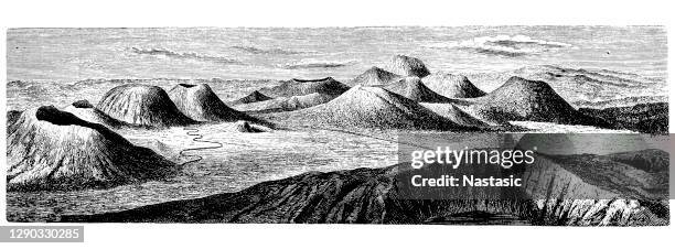 auvergne volcanoes as seen from puy chopine - auvergne stock illustrations