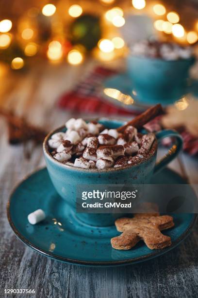 heiße schokolade mit marshmallows zu weihnachten - hot chocolate band stock-fotos und bilder
