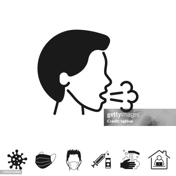 husten. symbol für design auf weißem hintergrund - coughing stock-grafiken, -clipart, -cartoons und -symbole