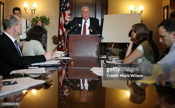 Senate Armed Services Chairman Carl Levin , talks about U.S. Companies recieving large tax breaks, during a news conference on Capitol Hill, On...