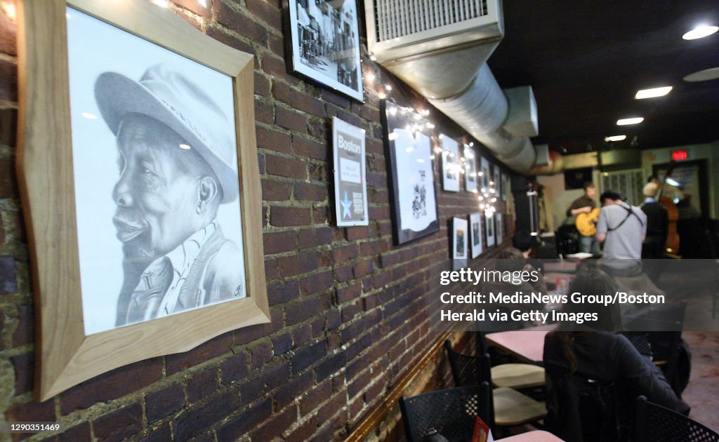 (011809 Boston,MA) Asketch of  Joseph L. "Wally" Walcott  the founder of Wally's Cafe hangs on the wall at  Wally's,  a South End jazz bar which will become a historical landmark after being granted the distinction by the Boston Historical Society, a