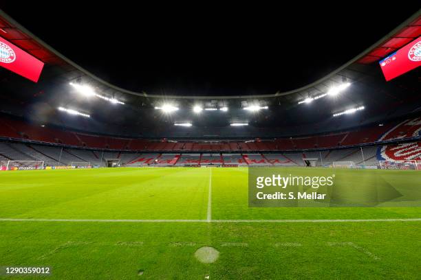 General view inside empty the arena prior the UEFA Champions League Group A stage match between FC Bayern Muenchen and Lokomotiv Moskva at Allianz...