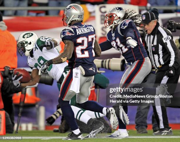 New York Jets wide receiver Jerricho Cotchery runs in for a touchdown in the second half of the AFC divisional round at Gillette Stadium Sunday,...