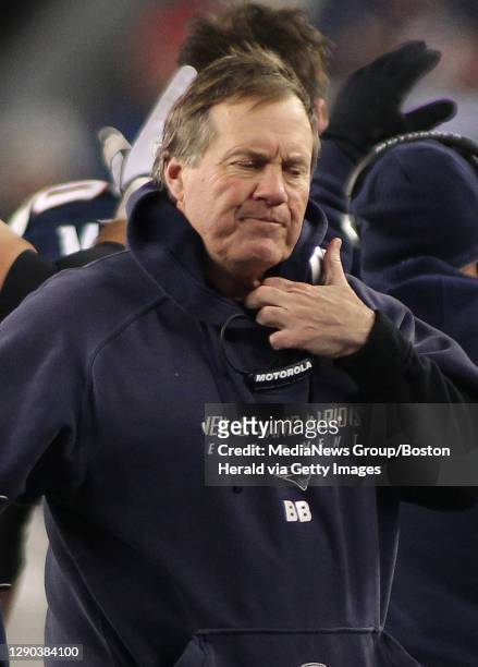 Foxboro, MA)New England Patriots head coach Bill Belichick not happy on the sideline in the 2nd half.The New England Patriots take on the New York...