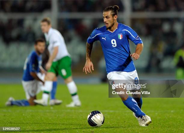Pablo Daniel Osvaldo of Italy during the EURO 2012 Qualifier match between Italy and Northern Ireland at Adriatico Stadium on October 11, 2011 in...