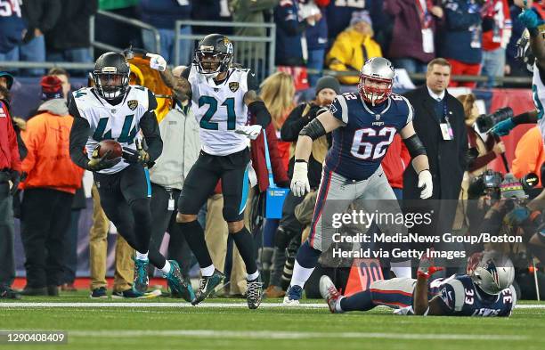 All looked lost when Jacksonville Jaguars outside linebacker Myles Jack picks up New England Patriots running back Dion Lewis' fourth quarter fumble...