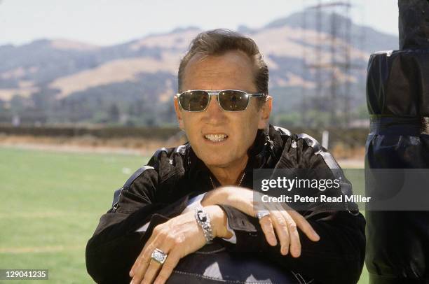 Closeup portrait of Los Angeles Raiders owner Al Davis during training camp photo shoot at El Rancho Tropicana. Santa Rosa, CA 8/2/1982 CREDIT: Peter...