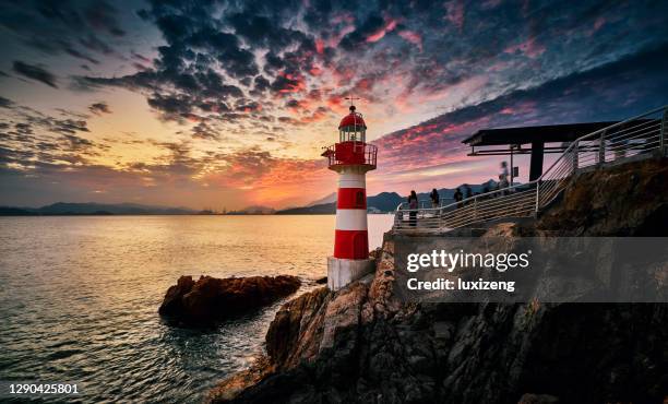 lighthouse - red beacon stock pictures, royalty-free photos & images