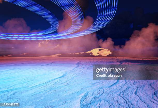 light trails on ice sheets with colored smoke - arctic explorer stock pictures, royalty-free photos & images