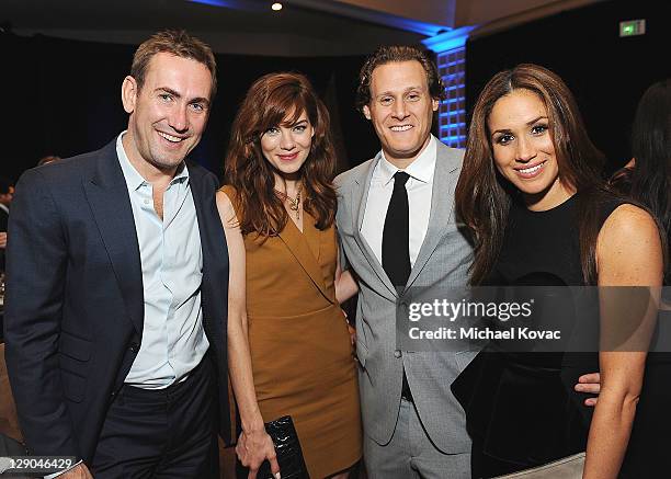 Peter White and wife actress Michelle Monaghan, Trevor Engelson and wife actress Meghan Markle arrive at the Anti-Defamation League Entertainment...
