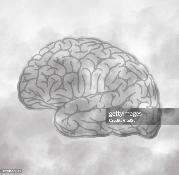 brain fog mental fatigue memory loss confusion concept illustration - alzheimers brain stock illustrations