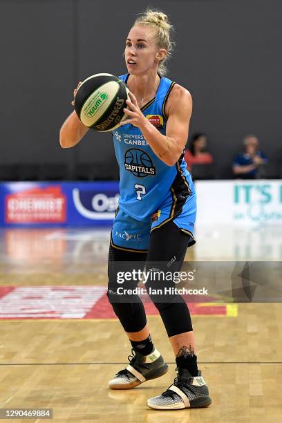 Brittany Smart of the Capitals in action during the round five WNBL match between the Perth Lynx and the University of Canberra Capitals at...