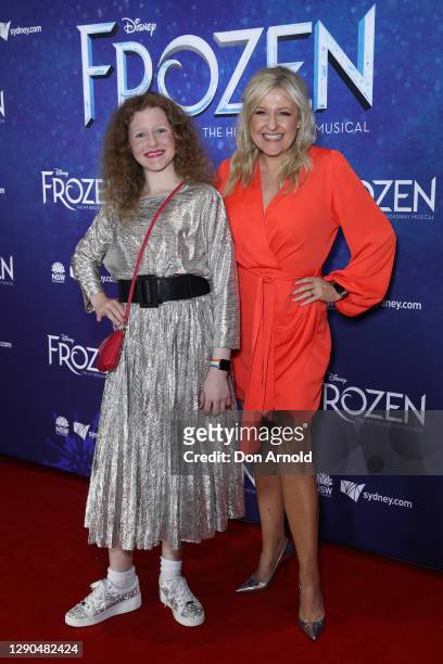 Amelia Balkie and Angela Bishop attend opening night of Frozen The Musical at Capitol Theatre on December 10, 2020 in Sydney, Australia.