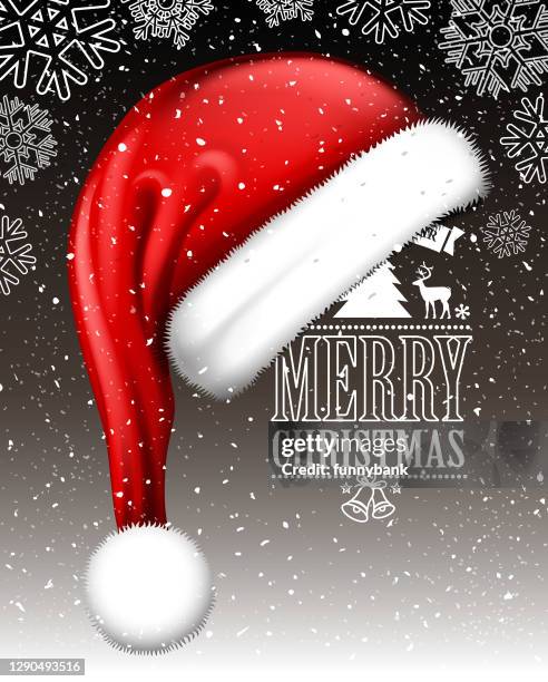 santa hat greeting sending - fur background stock illustrations