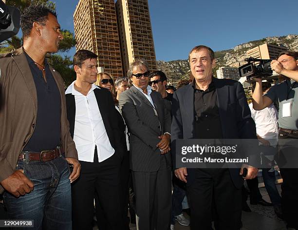 Football legend Ruud Gullit, Javier Zanetti, Rabah Madjer and World Champions Club President Antonio Caliendo visit the Champions Promenade on...