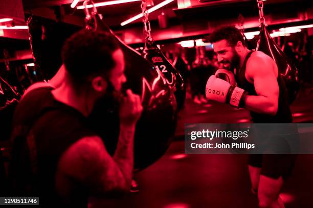 General view of a session at boutique boxing club, KOBOX, at Kings Road on December 09, 2020 in London, England. KOBOX offers 50-minute combination...