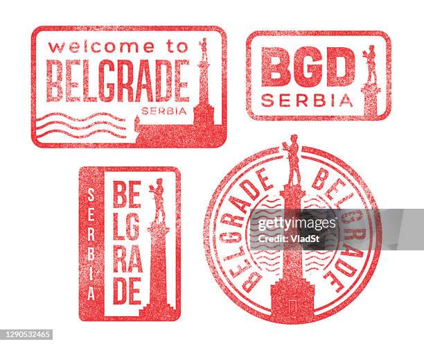 ilustraciones, imágenes clip art, dibujos animados e iconos de stock de belgrado serbia travel rubber stamps - belgrado