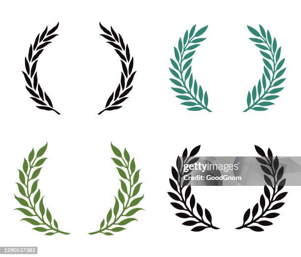 bildbanksillustrationer, clip art samt tecknat material och ikoner med lagerkrans heraldiska set - wreath