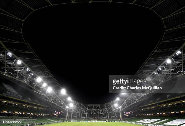 General view inside the stadium prior to the UEFA Europa League Group B stage match between Dundalk FC and Arsenal FC at Aviva Stadium on December...