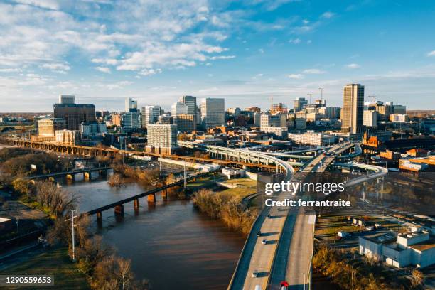 richmond skyline aerial view - richmond virginia stock pictures, royalty-free photos & images