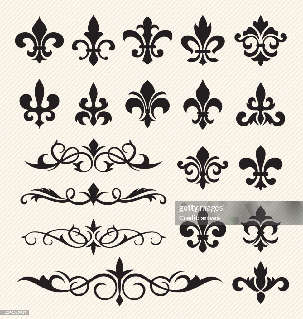 Decorative Ornate Elements and Fleur De Lis