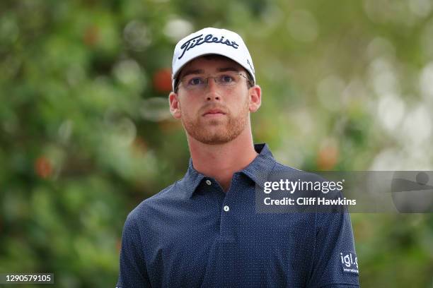 Andy Ogletree of the United States walks from the second tee during the final round of the Mayakoba Golf Classic at El Camaleón Golf Club on December...