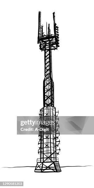 celltowerlowangleshot - mobile phone base station stock illustrations
