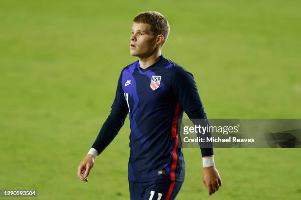 Chris Mueller of the United States looks on against El Salvador during the second half at Inter Miami CF Stadium on December 09, 2020 in Fort...