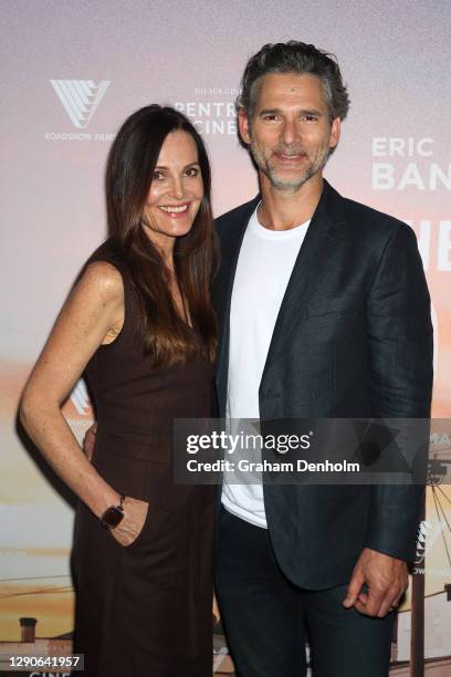 Actor Eric Bana and his wife Rebecca Bana attend the Australian premiere of The Dry at Pentridge Cinema on December 11, 2020 in Melbourne, Australia.