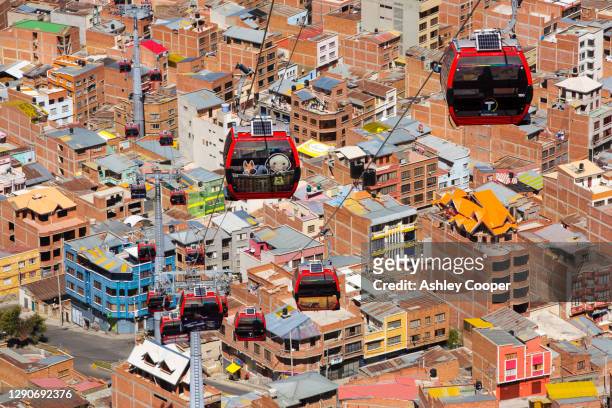 a modern cable car system in la paz, bolivia. - el alto stock pictures, royalty-free photos & images