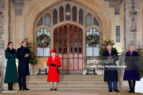 Catherine, Duchess of Cambridge, Prince William, Duke of Cambridge, Queen Elizabeth II, Prince Charles, Prince of Wales and Camilla, Duchess of...