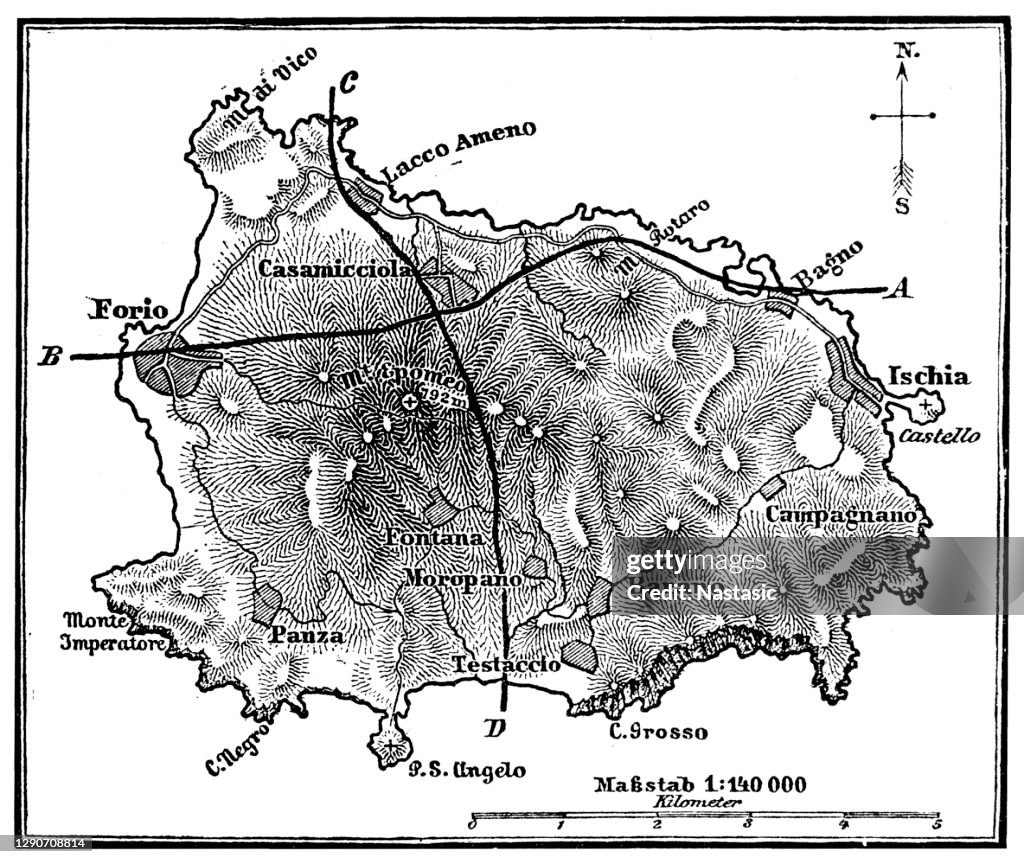 Map of the island of Ischia