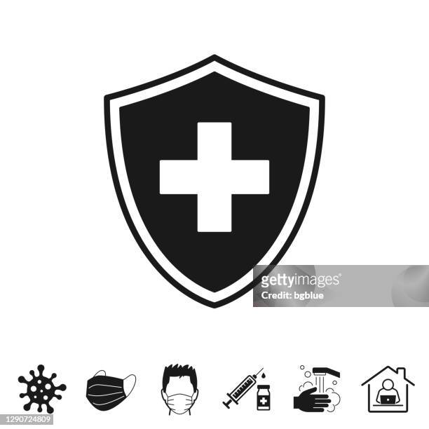 health protection shield. icon for design on white background - protection stock illustrations