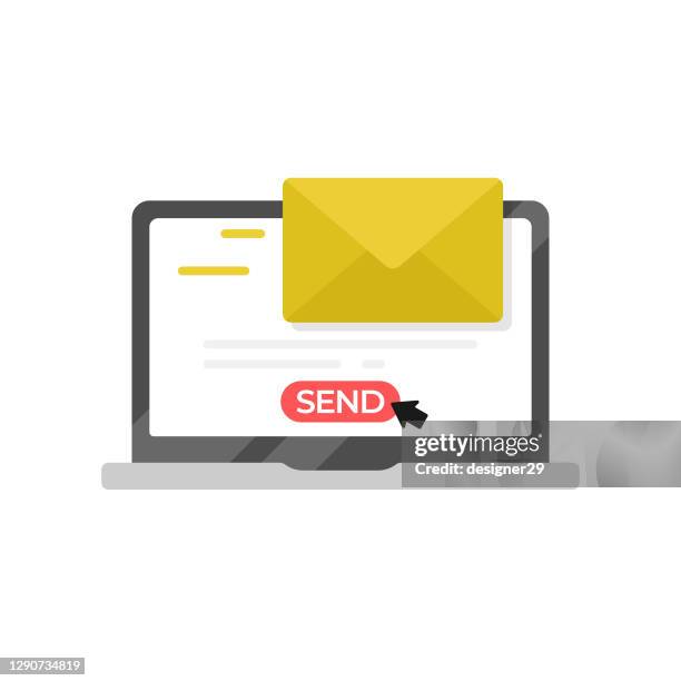 laptop and send mail icon vector design. - reading mail stock illustrations