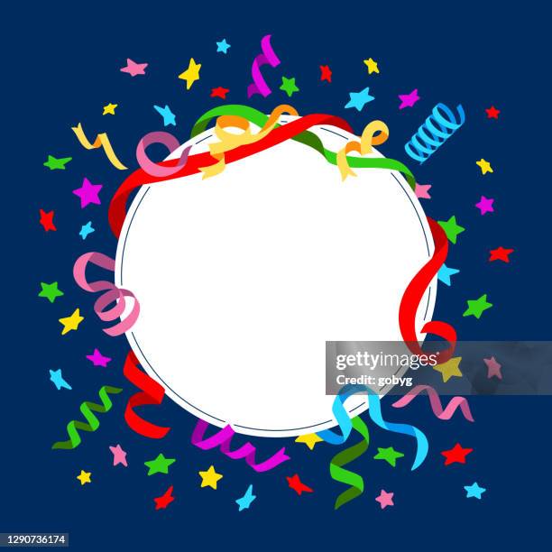 celebration blank round frame - streamers stock illustrations