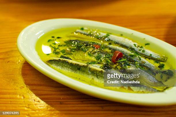marinated anchovies - marina imagens e fotografias de stock