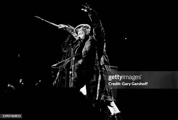 Scottish Rock musician Ian Anderson, of the group Jethro Tull, performs onstage, during the band's 'Heavy Horses' tour, at Madison Square Garden, New...