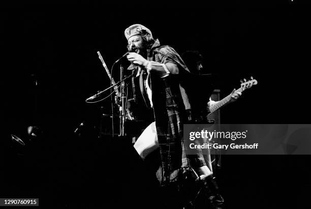 Scottish Rock musician Ian Anderson, of the group Jethro Tull, performs onstage, during the band's 'Heavy Horses' tour, at Madison Square Garden, New...
