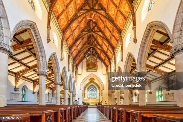 christ church cathedral interior downtown montreal canada - anglican stock pictures, royalty-free photos & images
