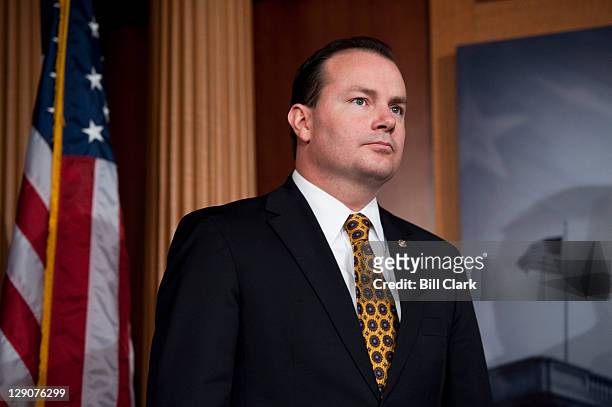 Sen. Mike Lee, R-Utah, participates in a news conference on Wednesday Oct. 12 to introduce the "Northern Arizona Mining Continuity Act of 2011,"...