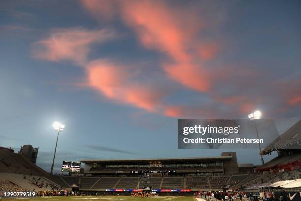 General view of action between the Arizona State Sun Devils and the Arizona Wildcats during the first half of the NCAAF game at Arizona Stadium on...